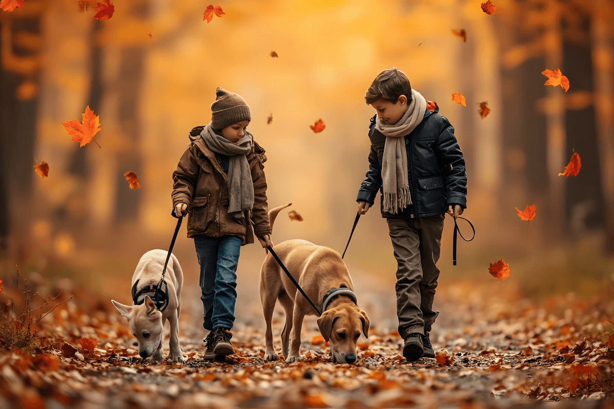 紅葉の景色を楽しむ愛犬との思い出作り、休憩タイムやおやつを楽しむ様子